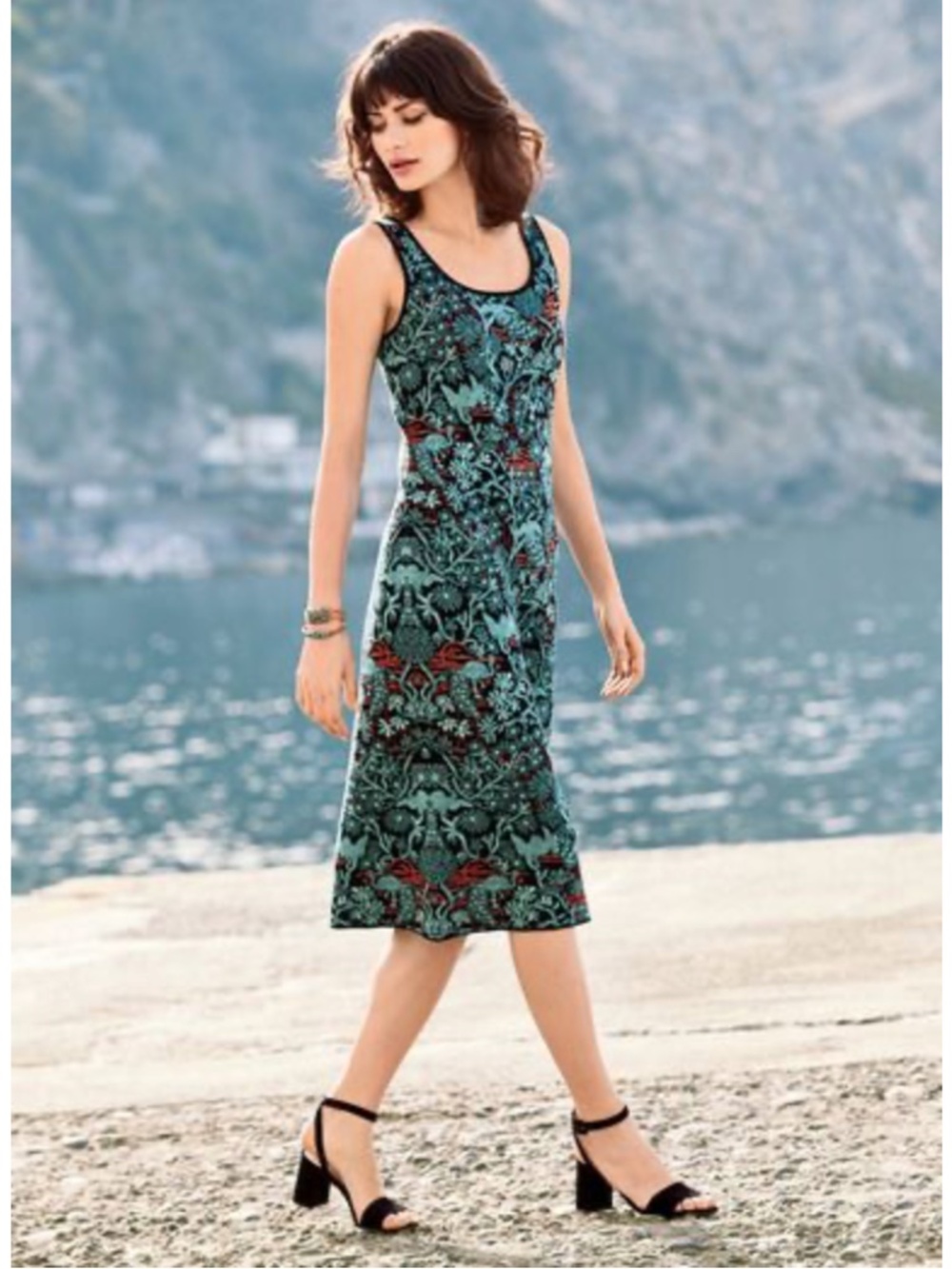 Peruvian Connection Pima Jacquard Knit Tank Dress Medium